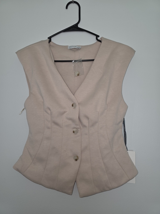 Tops - Mika & Gala Sleeveless Blush Button Vest